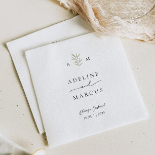 Elegante Monogram Olive Green Wedding Serviette