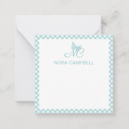 Elegante Monogram Pastel Türkis Personalisiert Mitteilungskarte