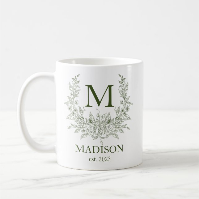 Elegante Monogram Personalisiert Coffee Tasse (Links)