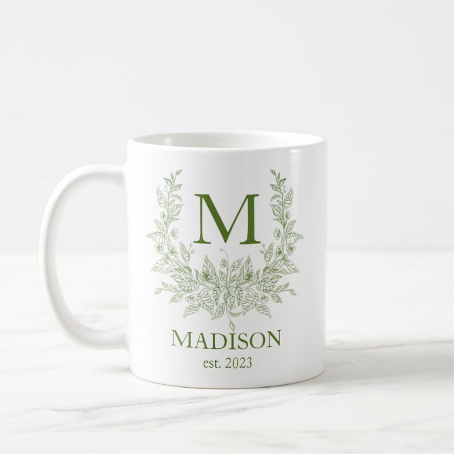 Elegante Monogram Personalisiert Coffee Tasse (Links)