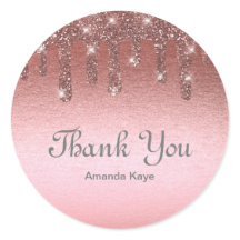 Elegante Monogram Personalisiert Danke Rose Gold