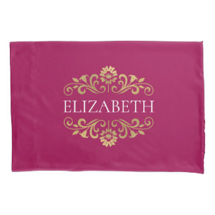 Elegante Monogram Pink Gold Pillow Case Kissenbezug