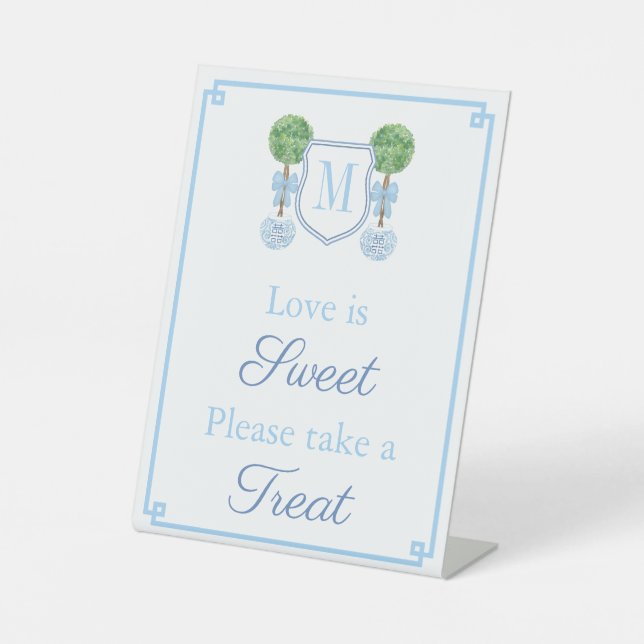 Elegante Monogram Polterabend Gevor Table Sockelschild (Vorderseite)