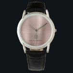 Elegante Monogram-Rose Gold gegossene Metallic Armbanduhr<br><div class="desc">Personalisierte elegante Monogram Rose Gold gegossene Metallic Watch.</div>