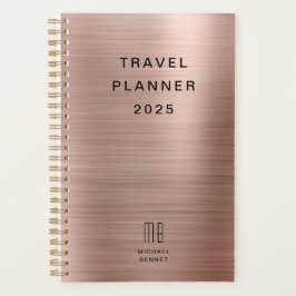 Elegante Monogram Rose Gold Travel Planer