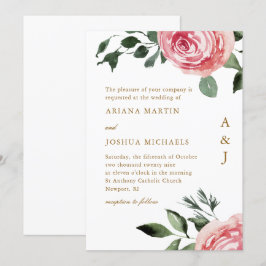 Elegante Monogram-Rose zum Hochzeitsempfang Einladung