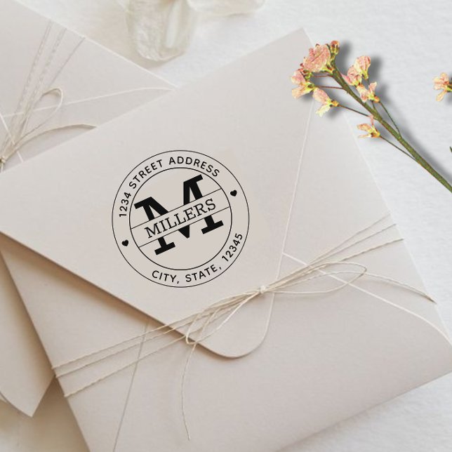 Elegante Monogram-Rücksendeadresse Gummistempel (Von Creator hochgeladen)
