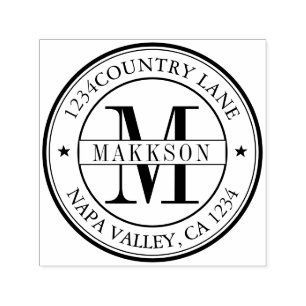 Elegante Monogram-Rücksendeadresse Selbstfarben Permastempel