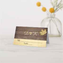 Elegante Monogram Rustic Barn Wood Country Wedding Platzkarte