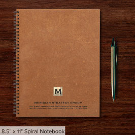 Elegante Monogram Sable Leather Print Spiral Notizbuch