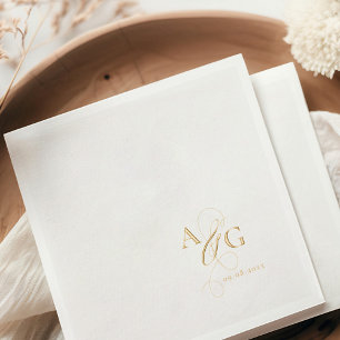 Elegante Monogram Script Ampersand Wedding Gold Servietten Mit Folie