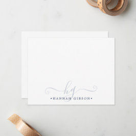 Elegante Monogram Script Initials Navy Blue Mitteilungskarte