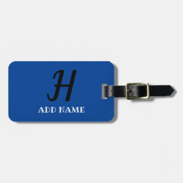 Elegante Monogram Script Moderner Blue Add Name Gepäckanhänger