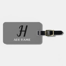Elegante Monogram Script Moderner Grauer Name Gepäckanhänger