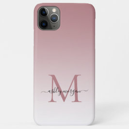 Elegante Monogram Script Name Dusty Rose Ombre Case-Mate iPhone Hülle