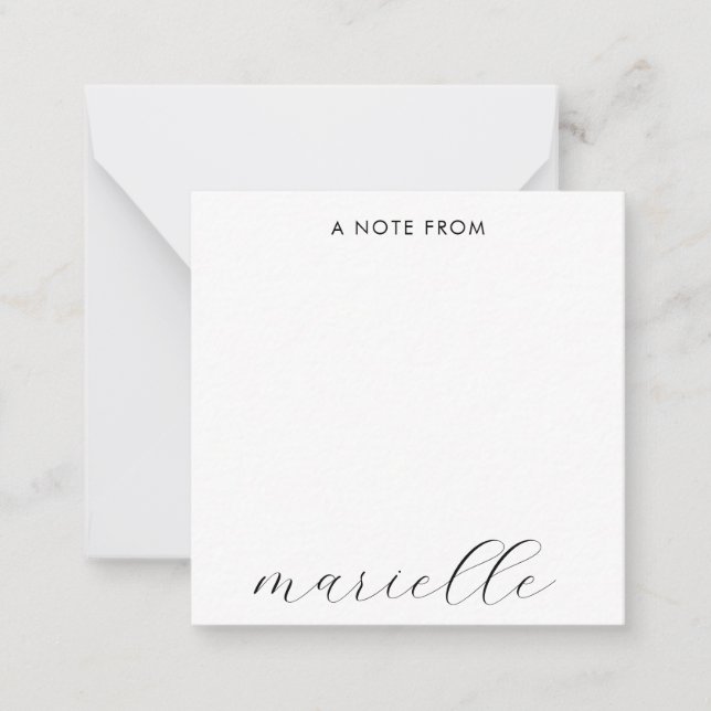 Elegante Monogram Script Personalisiert Mitteilungskarte (Vorderseite)