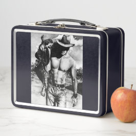 Elegante Monogram Shirless Rugged Cowboy Black Metall Brotdose