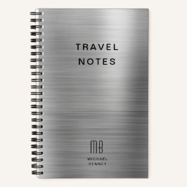 Elegante Monogram Silver Gray Travel Notizbuch
