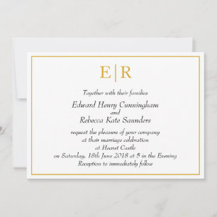 Elegante Monogram Simple Gold Wedding Einladung