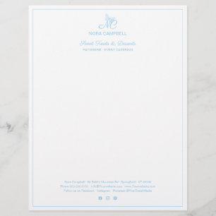Elegante Monogram Social Media Baby Blue Border Briefbogen