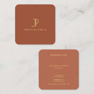 Elegante Monogram Template Luxury Premium Linen Quadratische Visitenkarte
