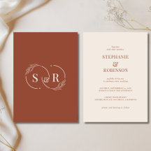 Elegante Monogram Terracotta Burnt Orange Wedding