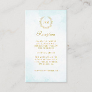 Elegante Monogram Turquoise Hochzeitsempfehlung Begleitkarte