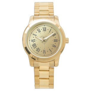 Elegante Monogram Unisex Übergröße Gold Bracelet Armbanduhr