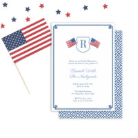Elegante Monogram USA Flag Newlyweds Brunch Weddin