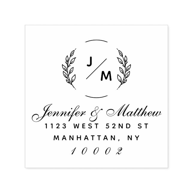 Elegante Monogram Verheiratet Couple Rücksendeadre Permastempel (Design)