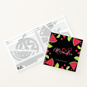 Elegante Monogram Watermelon Lemon Roter Name Reze Notizbuch