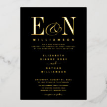 Elegante Monogram Wedding Black Gold