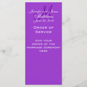Elegante Monogram Wedding Church Programme Lila