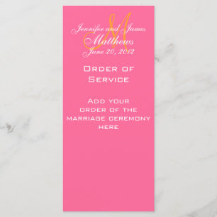 Elegante Monogram Wedding Church Programme Rosa