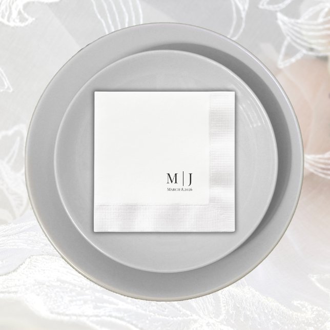 Elegante Monogram Wedding Minimalistische Initials Serviette (Elegant Monogram Wedding Minimalist Initials Napkins)