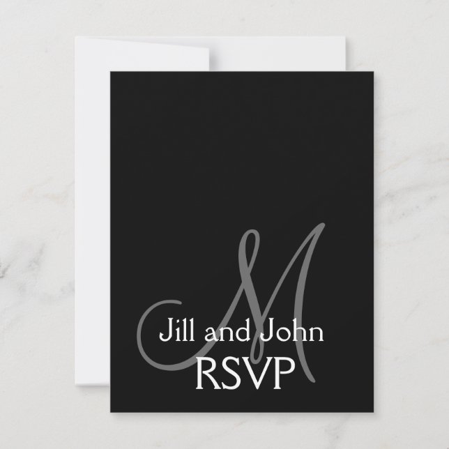 Elegante Monogram Wedding RSVP Card (Vorderseite)