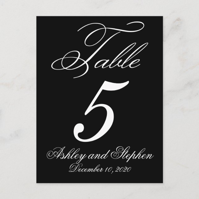 Elegante Monogram Wedding Tischnummer Cards (Vorderseite)