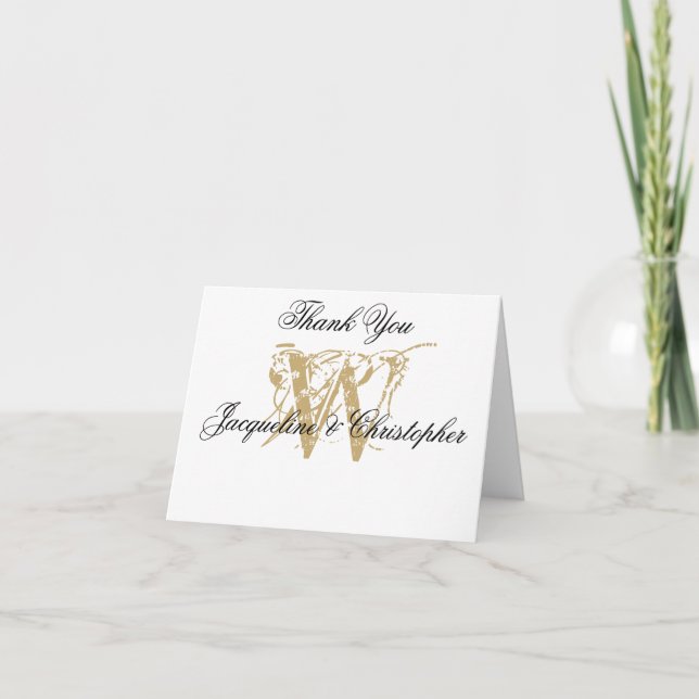 Elegante Monogram White Gold Blank Wedding geklapp Dankeskarte (Vorderseite)