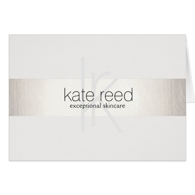 Elegante Monogram White Modern IMITATS Silver Stri (Vorderseite (Horizontal))