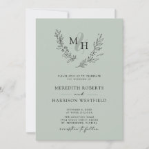 Elegante Monogram Wreath Sage Wedding