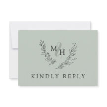 Elegante Monogram Wreath Sage Wedding