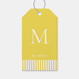 Elegante Monogram Yellow & white Geschenktasten Geschenkanhänger