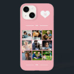 Elegante Monogramm-9-Foto-Collage Case-Mate iPhone 14 Hülle<br><div class="desc">Fügen Sie neun Foto-,  Kinder-,  Haustiere- oder Freundbilder hinzu und erstellen Sie Ihre eigene,  wunderschöne Handykassette mit Ihrem Monogramm-Namen,  die sich in einem weißen Herz auf einem hellrosa femininen Hintergrund befindet.            Einfach mit Ihren benutzerdefinierten Bildern und Buchstaben personalisieren</div>