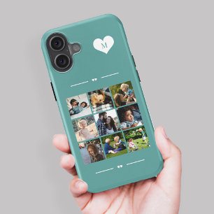 Elegante Monogramm-9-Foto-Collage iPhone 16 Hülle