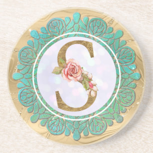 Elegante Monogramm-Anfangsbuchstaben mit Mandala Getränkeuntersetzer