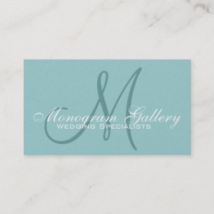 Elegante Monogramm benutzerdefinierbare Aqua Busin Visitenkarte