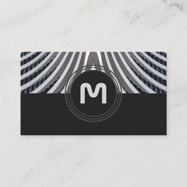 Elegante Monogramm-Bio Architekturwellen Visitenkarte (Vorderseite)