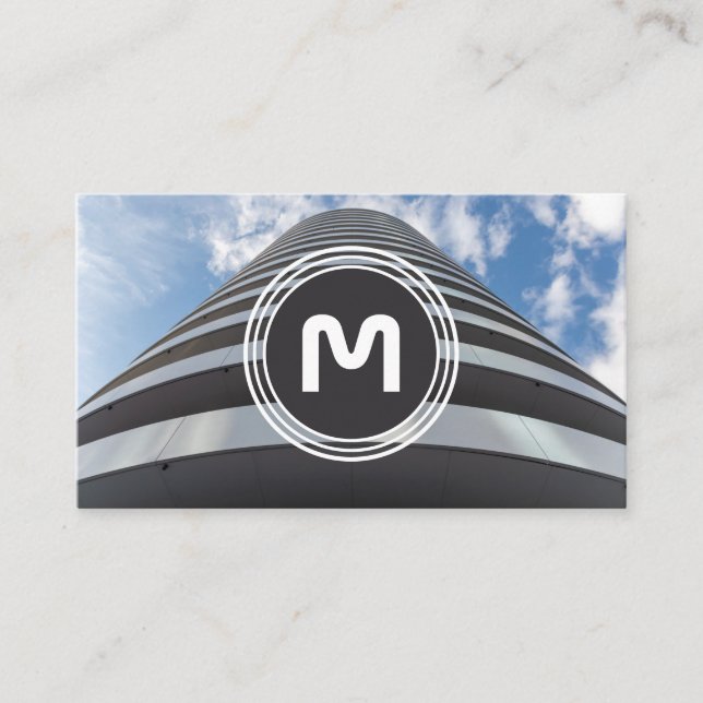 Elegante Monogramm-Bio Architekturwellen Visitenkarte (Vorderseite)