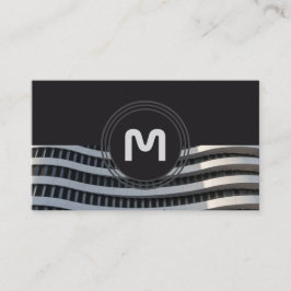 Elegante Monogramm-Bio Architekturwellen Visitenkarte