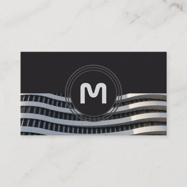 Elegante Monogramm-Bio Architekturwellen Visitenkarte (Vorderseite)